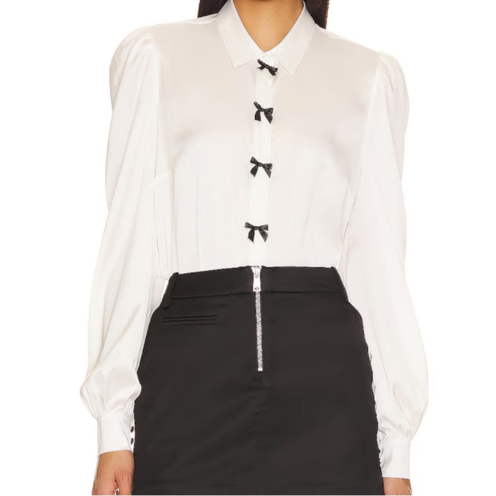 NWT Generation Love Arly Bow Blouse in White & Black